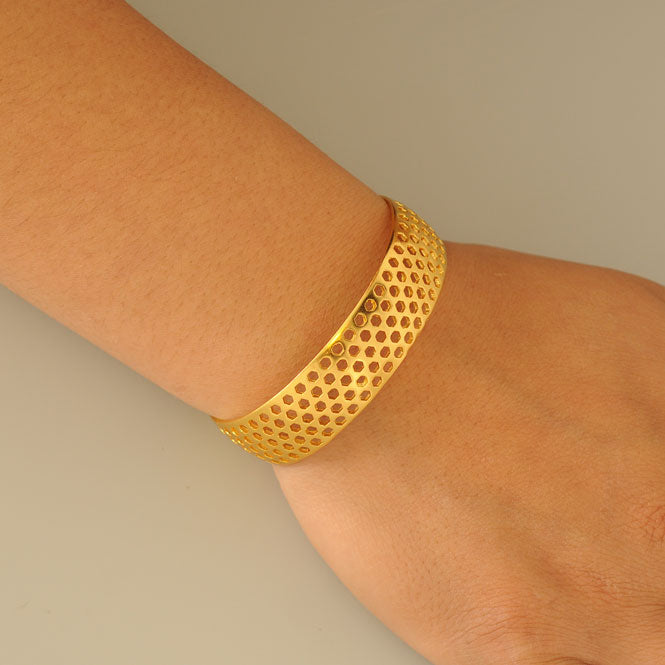 Golden Flight of Life honeycomb rigid bracelet