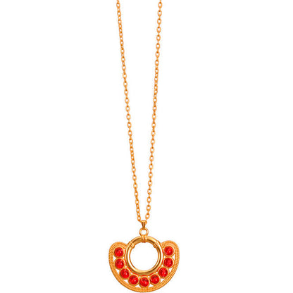 Chain Necklace with Red Circles Nose Ornament Pendant