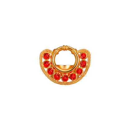 Red Circle Nose Ornament Ring