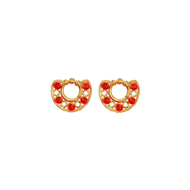 Red Circles Nose Ornament Stud Earrings