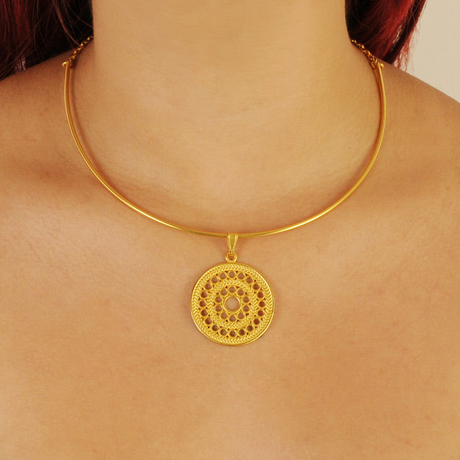 Rigid Necklace with Muisca Solar Pectoral Pendant