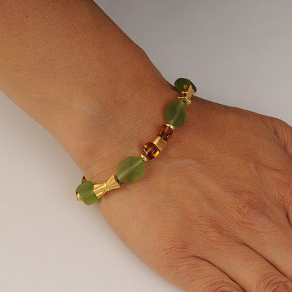 Olive Czech Beads Bracelet