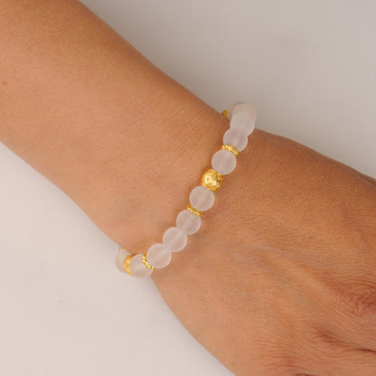 White 8mm Czech Beads Bracelet