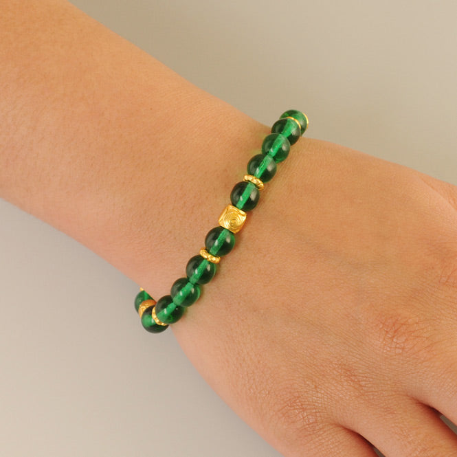 Green 8mm Czech Beads Bracelet