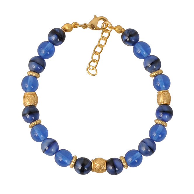 Blue 8mm Czech Beads Bracelet