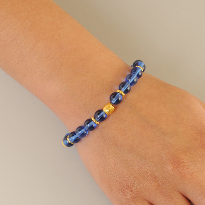 Blue 8mm Czech Beads Bracelet