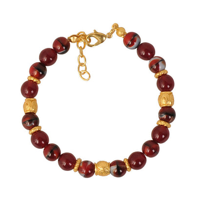 Dark Red 8mm Czech Beads Bracelet