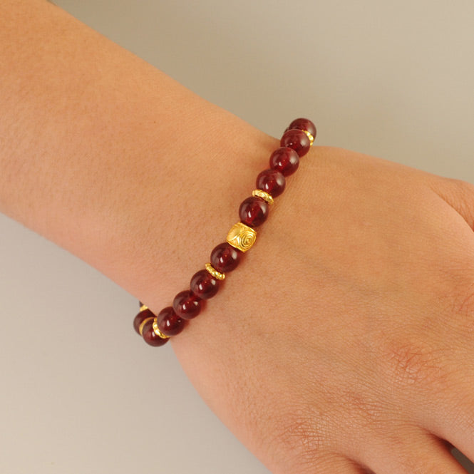 Dark Red 8mm Czech Beads Bracelet