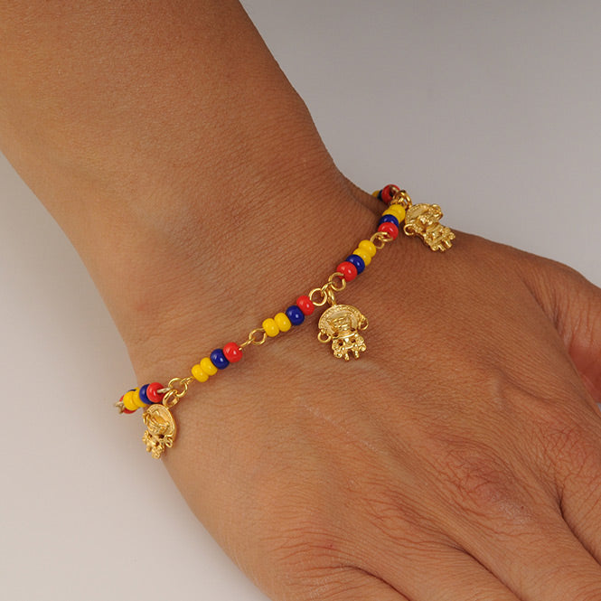 COLOMBIA BRACELET WITH 3 SMALL ZOOMORPH CHARMS WITH TAIRONA EARRINGS