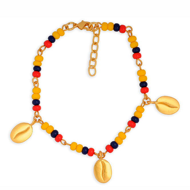 COLOMBIA BRACELET WITH 3 SMALL COFFEE BEAN CHARMS