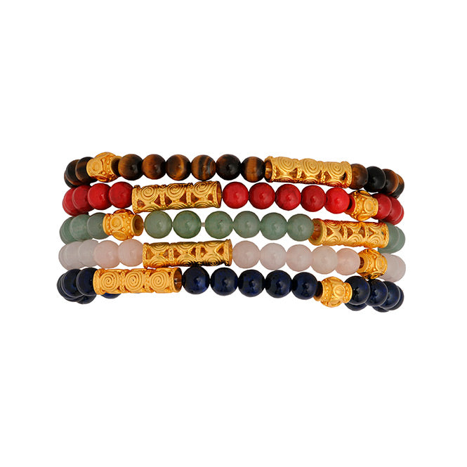 Set x 5 Bracelets with Semiprecious Stones