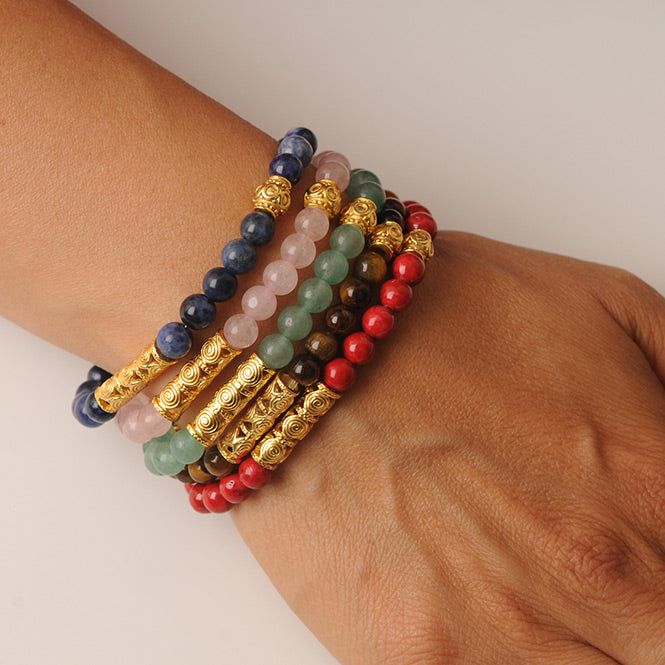 Set x 5 Bracelets with Semiprecious Stones