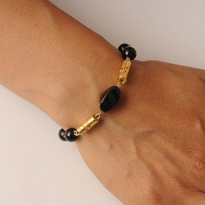 Onyx Twist Semiprecious Stone Bracelet