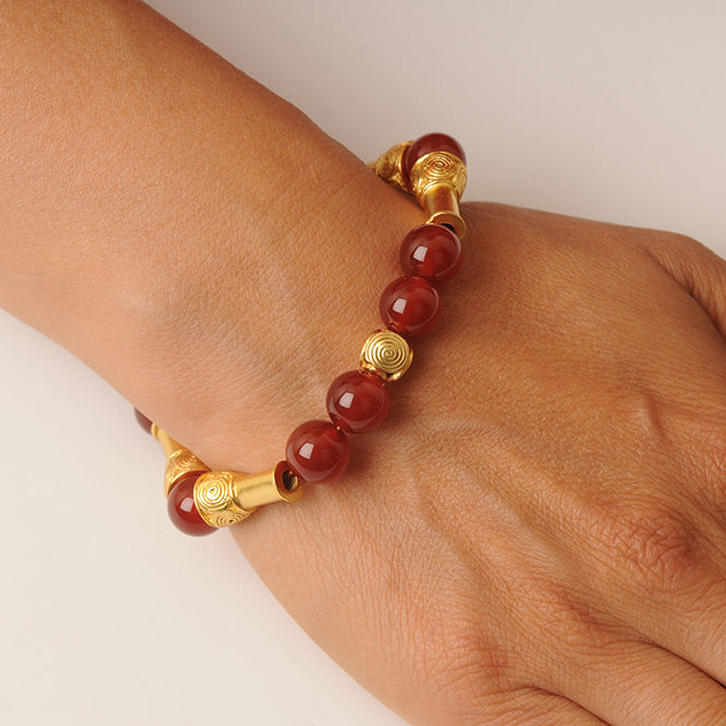 Carnelian 10mm Semiprecious Stone Bracelet