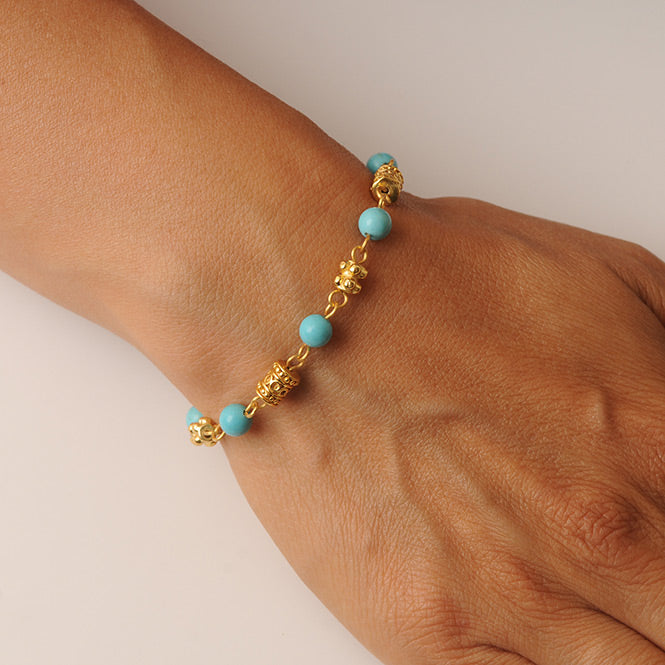 Turquoise 6mm Semiprecious Stone Bracelet