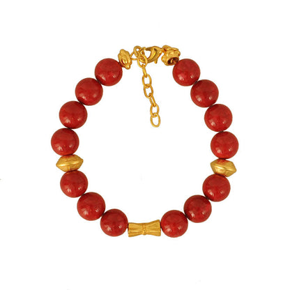 Pulsera semipreciosa fossil rojo