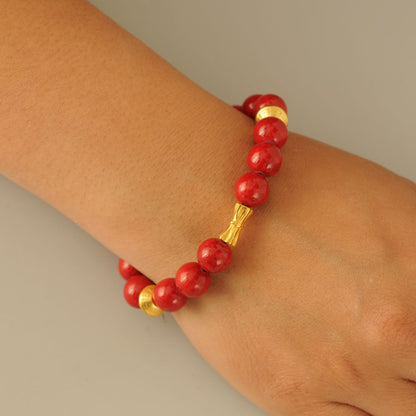 Pulsera semipreciosa fossil rojo