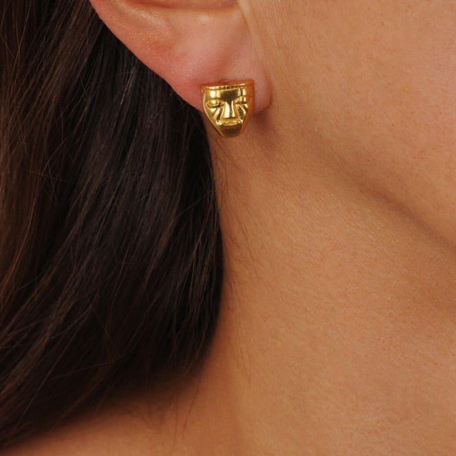 Quimbaya Humanoid Face Stud Earrings